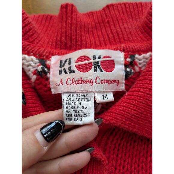 Vintage KLOKO Scotty Dog Sweater Red Ramie Polo Men’s M Hong Kong 80s 90s Rare - Picture 5 of 8